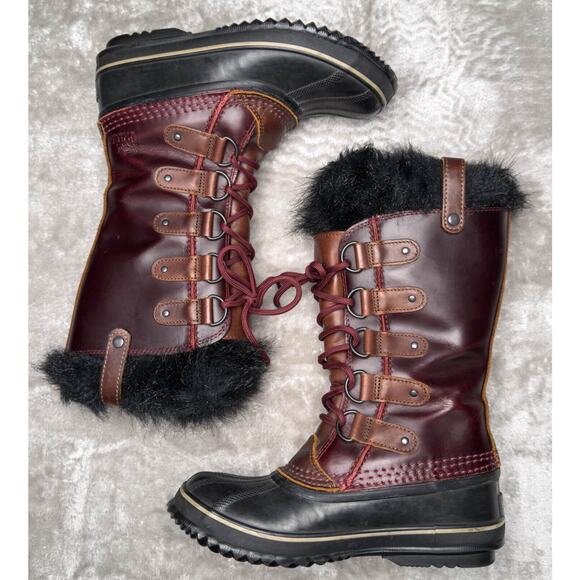 Sorel Premium Joan of Arctic Red Oxblood Waterproof Snow Boots Womens Size 7.5 - Picture 3 of 16